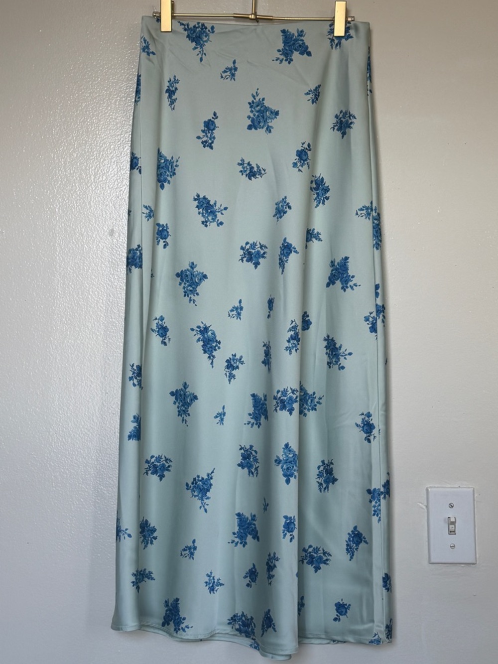 Rachel Zoe Sage Midi Skirt with Blue Floral Motif